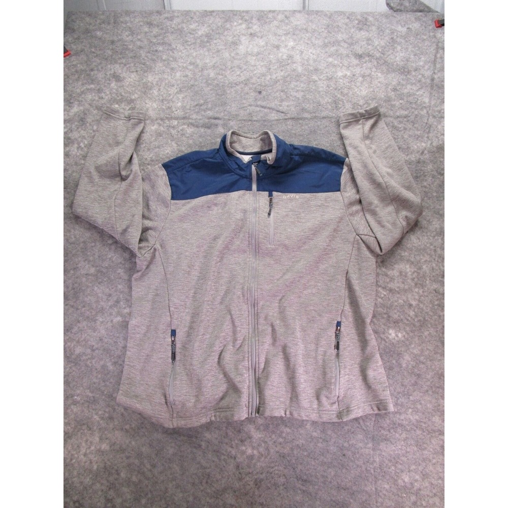Orvis Jacket Mens Size 2XL gray Blue Nylon Shoulders full zip classic collection